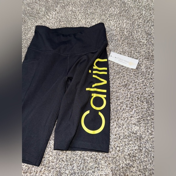 Calvin Klein black biker short yellow CK logo - Picture 2 of 5